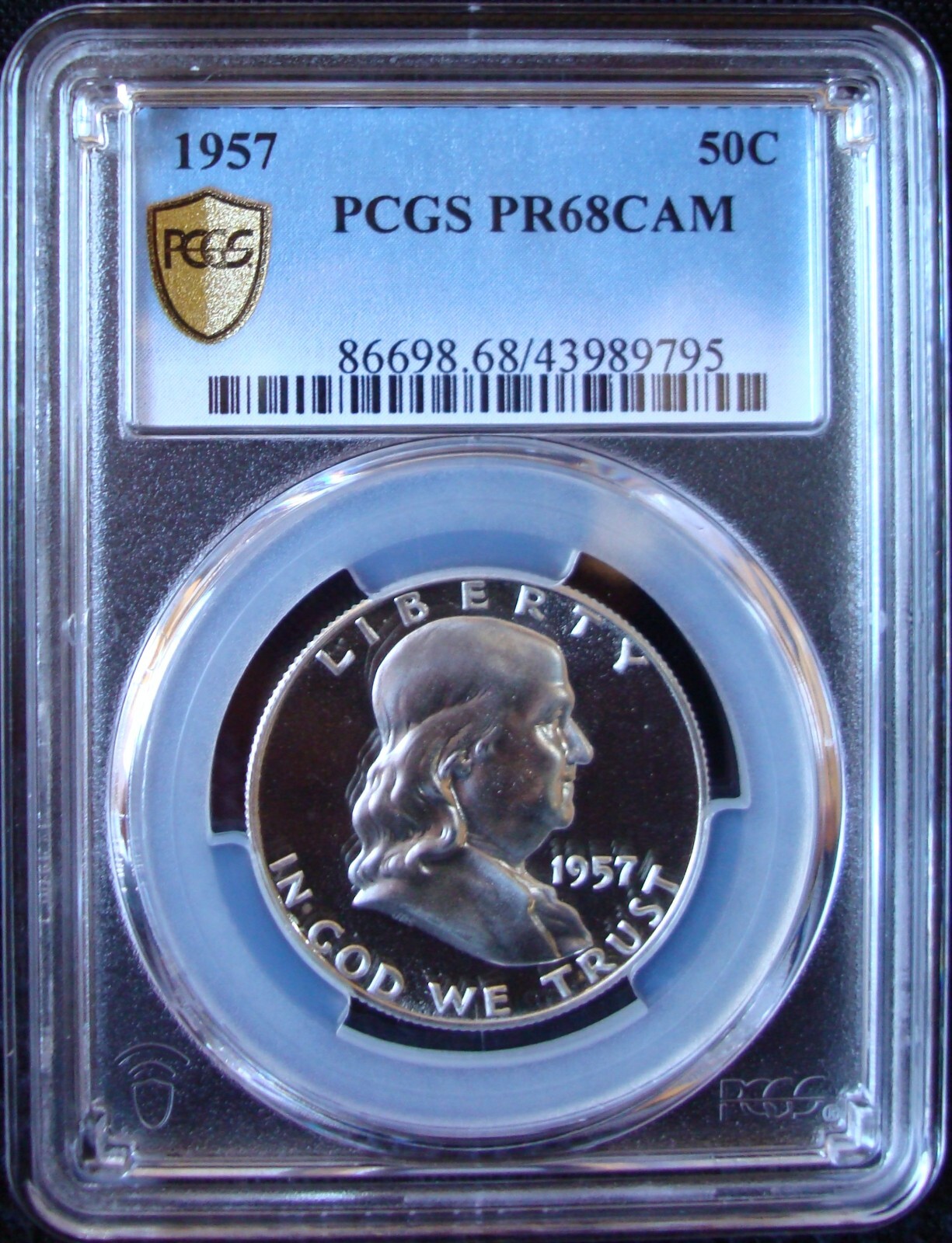 1957 Proof Franklin Silver Half Dollar - PCGS PR 68 CAM - Gold Shield