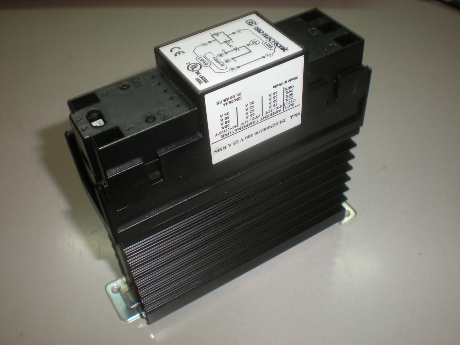 ERO Electronic ISL025400100 Solid State Relay w/Heat Sink & Mounting Base - 25A