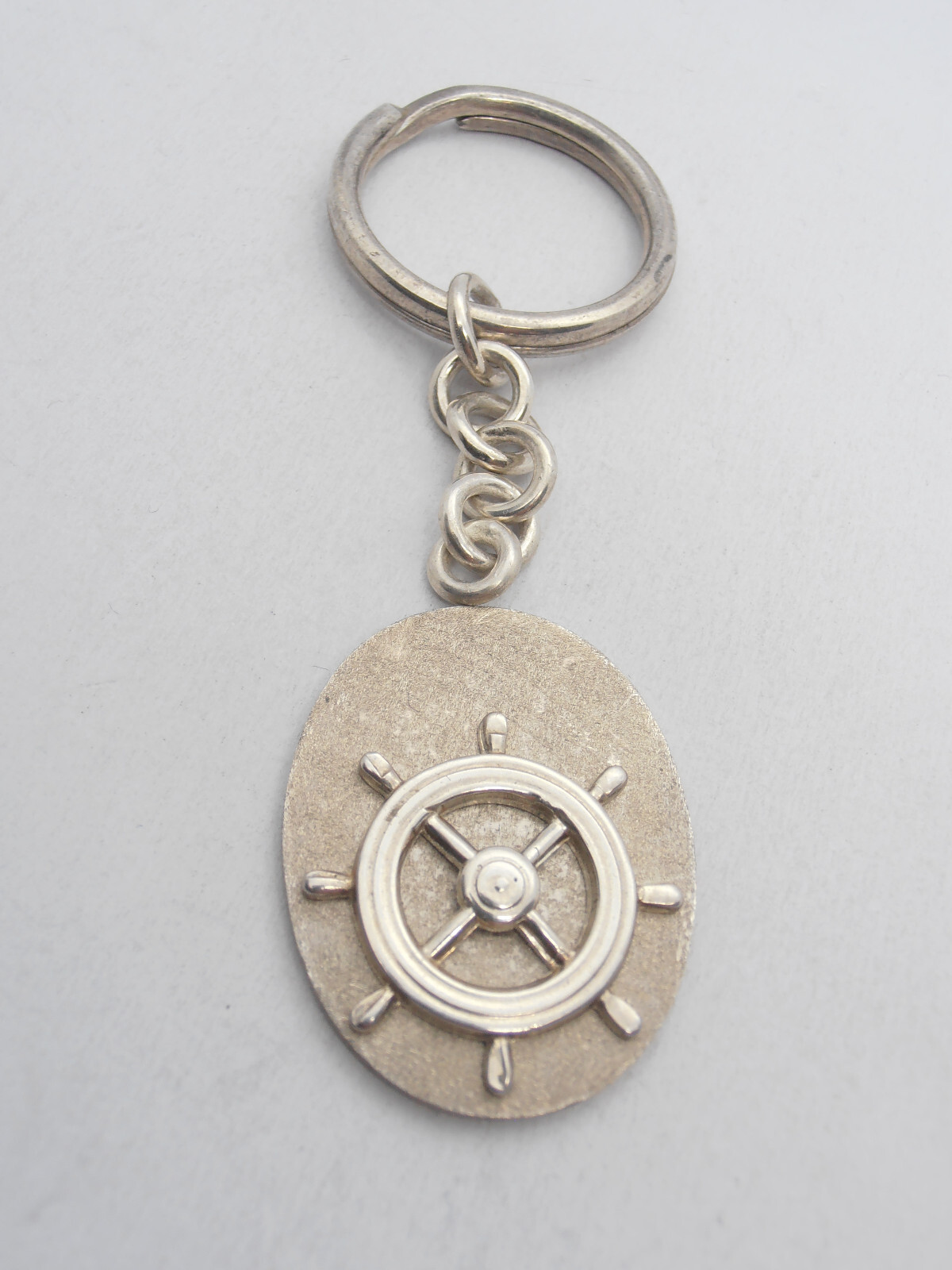 Rudder: 925 Silver Keychain - Large Size - Navy - Nautical - Sailors
