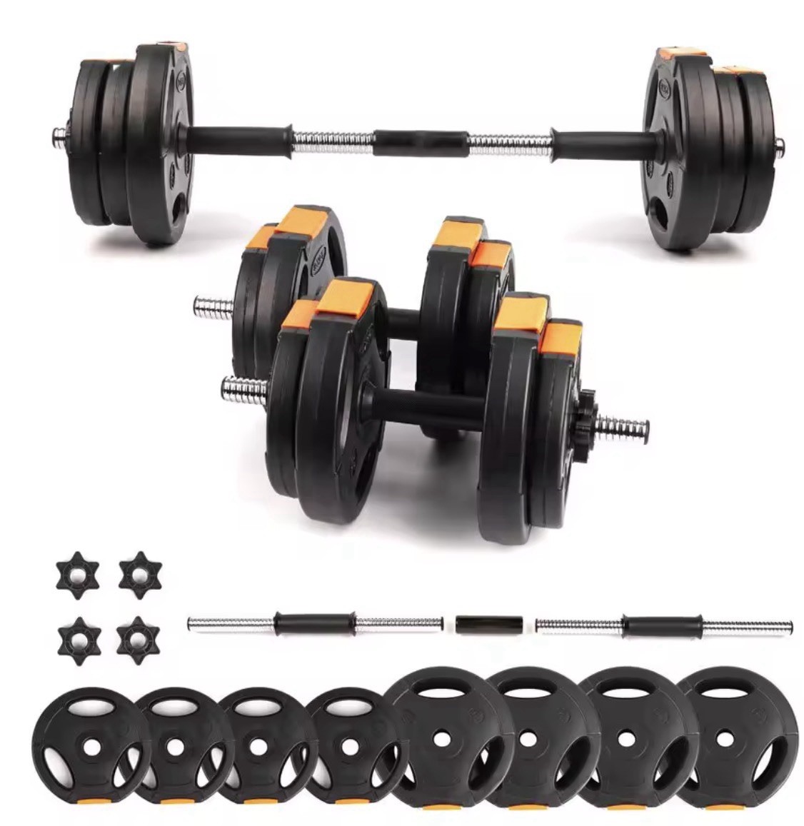 Adjustable Dumbbell Set 2-in-1 Barbell Weights for Home Gym Training