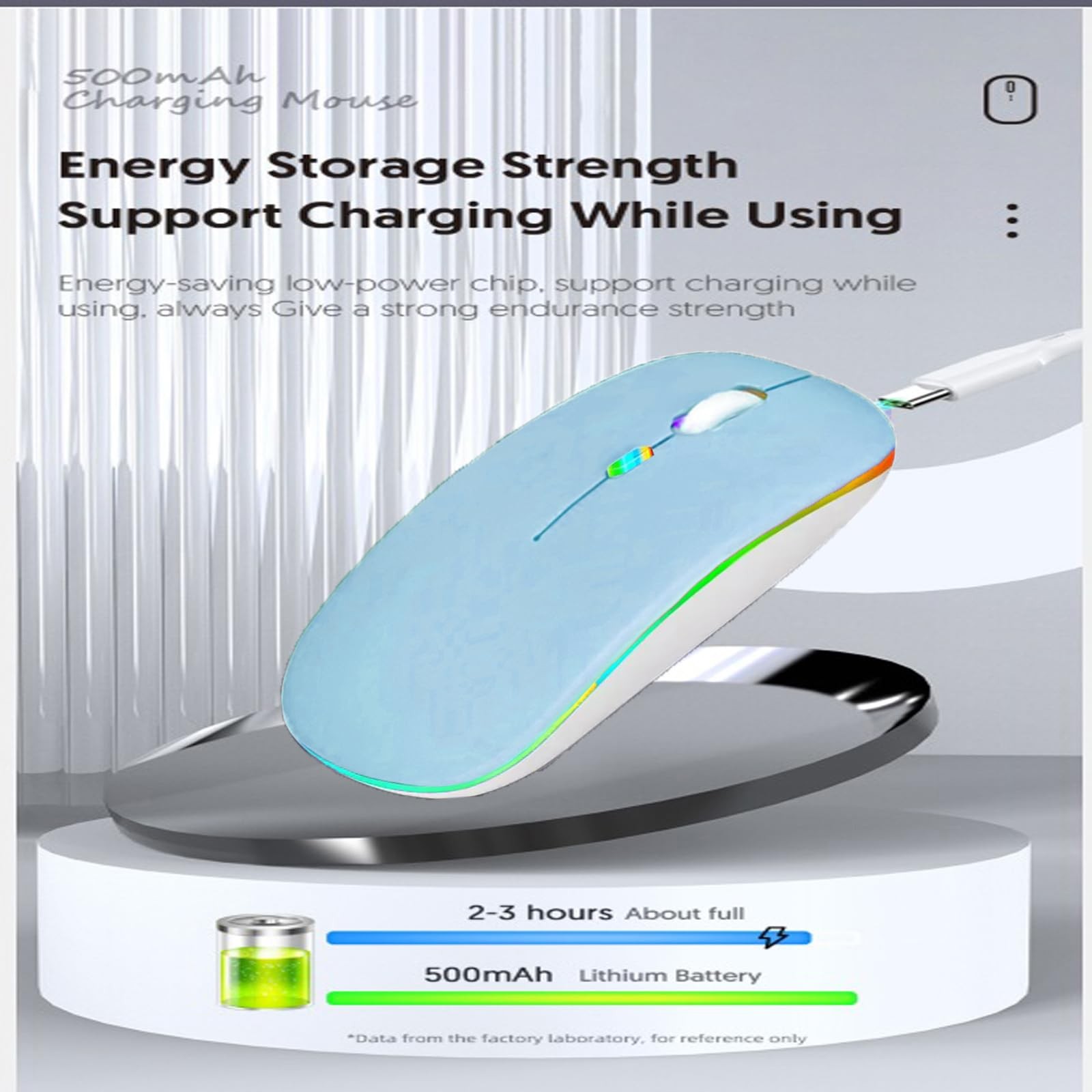 Wireless Bluetooth Mouse,LED Dual Mode Rechargeable Silent Slim Laptop Mouse,...