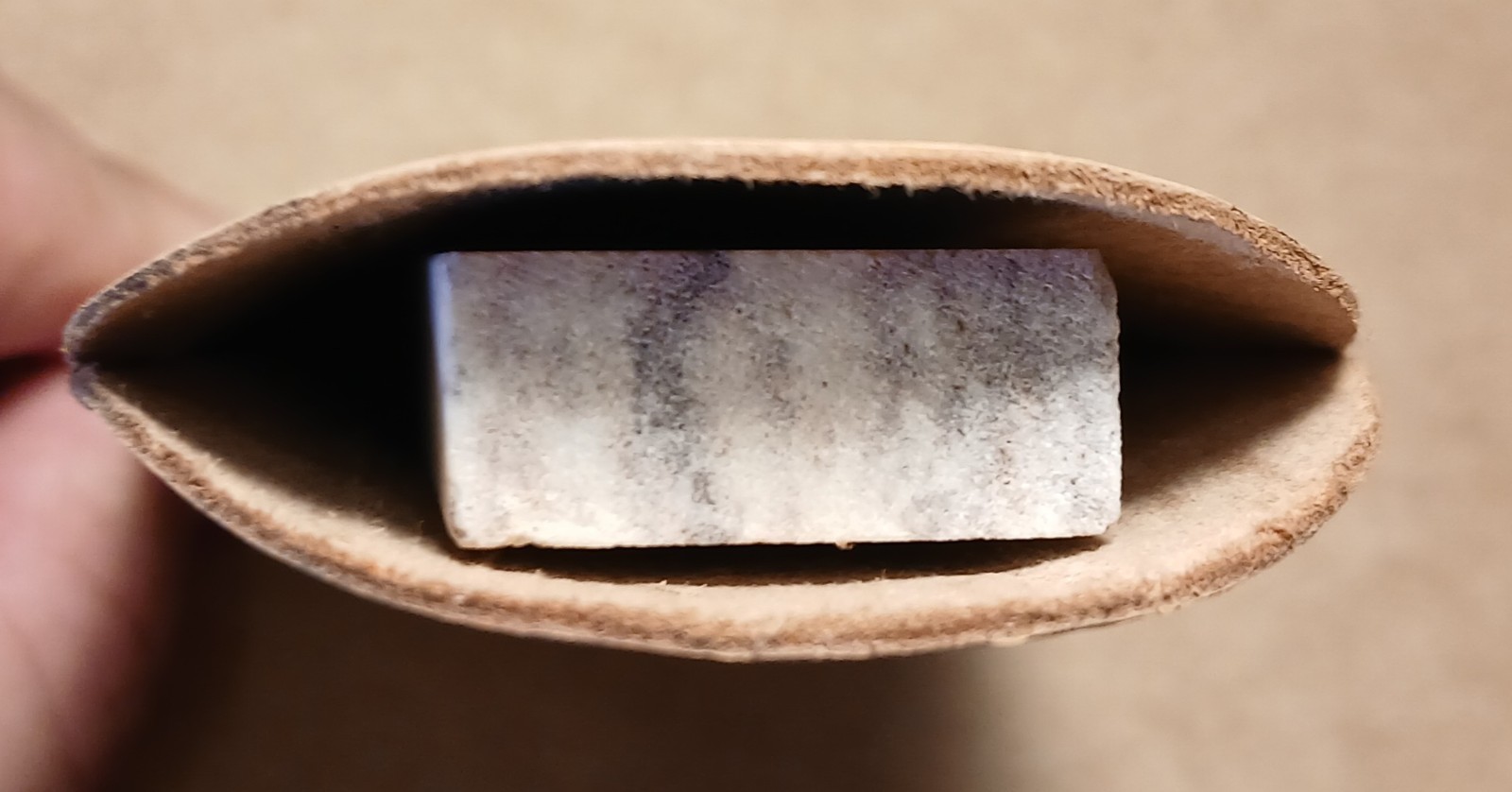 4"x 1"x 1/2" Soft Washita Pen Knife Stone In Leather Pouch, Oilstone, Whetstone