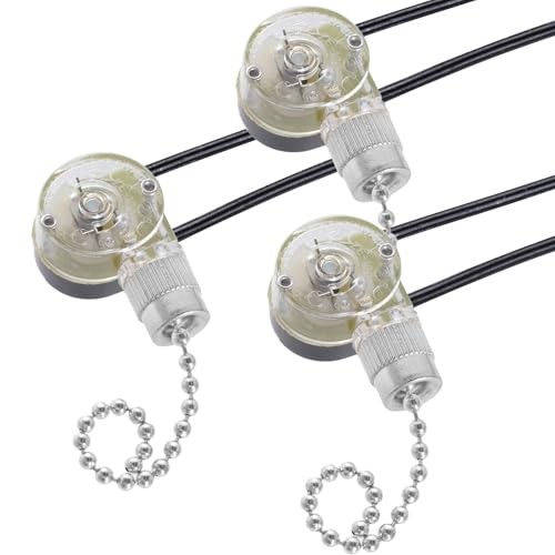 Topbuti 3 Pack Ceiling Fan Switch Zing Ear ZE-109 Two-Wire Light Switch, Silver