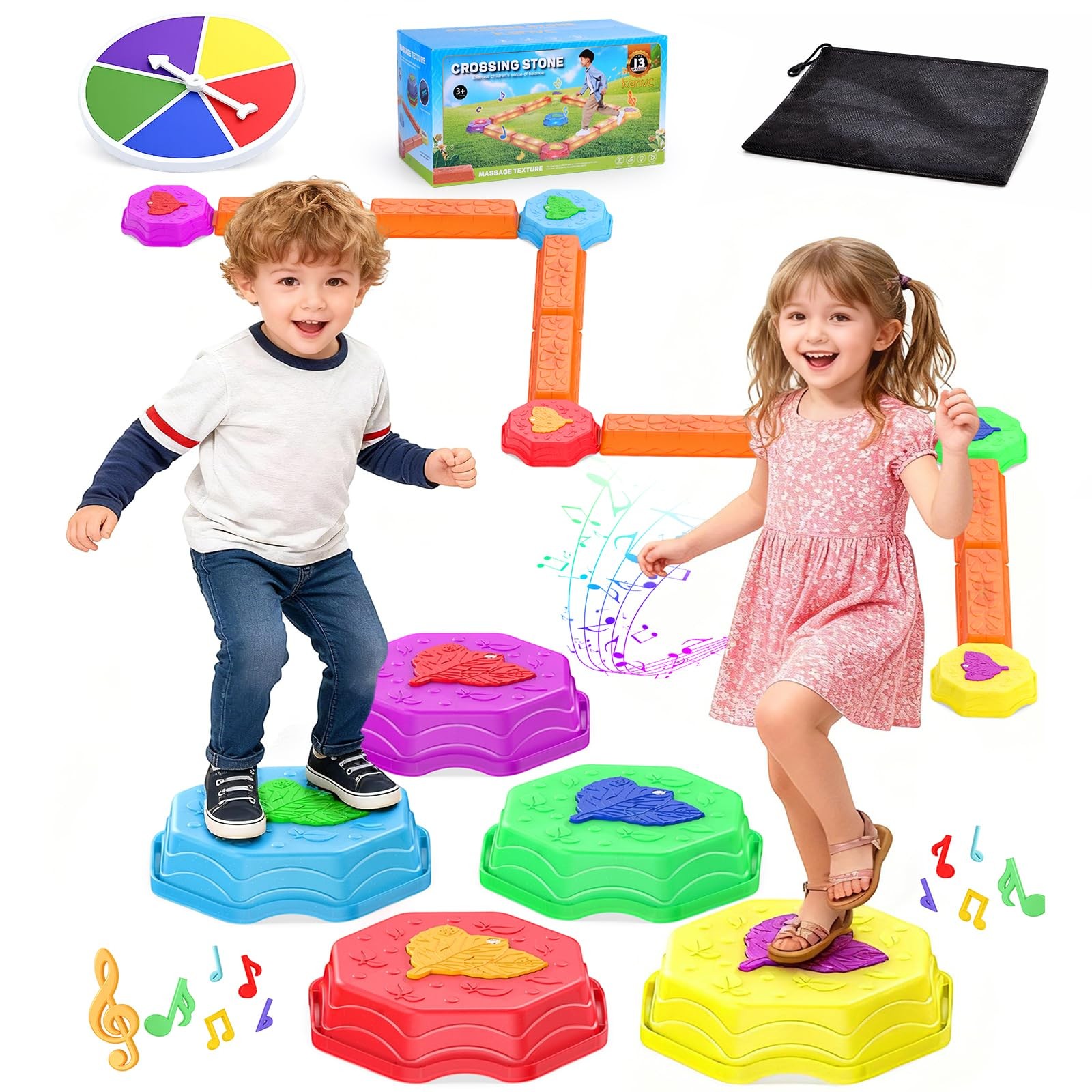 Stepping Stones for , Light Up Musical Balance Beam and Non-Slip Balance Ston...