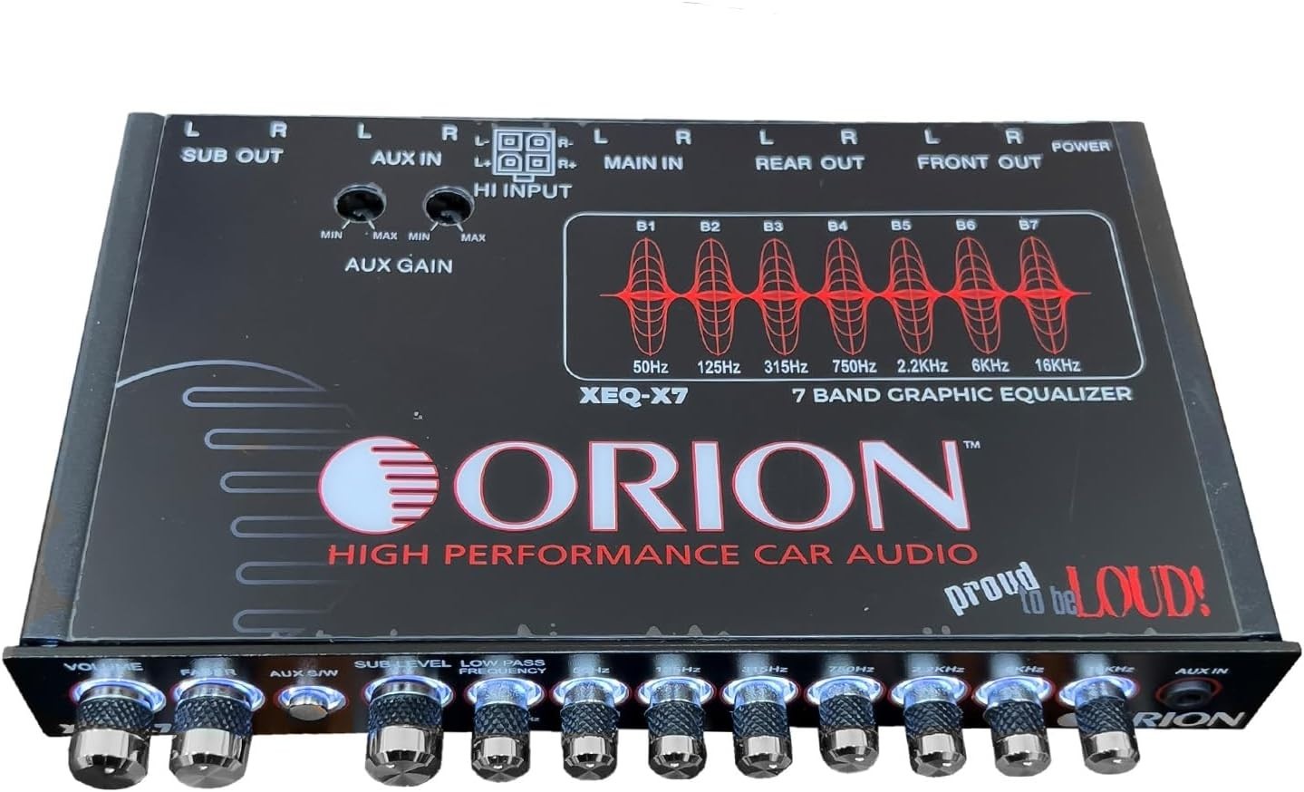 7-Band Graphic Equalizer with Front 3.5mm AUX Input – Half-DIN Car Audio EQ w...