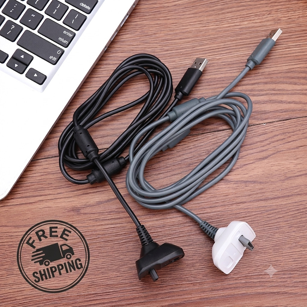 For Xbox 360 Wireless Controller USB Charger Charging Cable Cord Black Grey 6ft