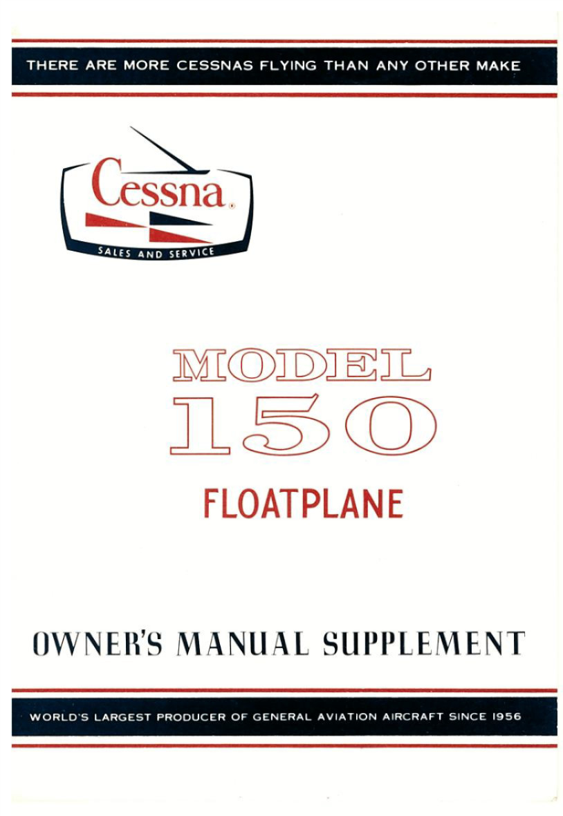 New 1967-1968 Cessna 150 Floatplane Owner's Manual Supplement p/n D618-13