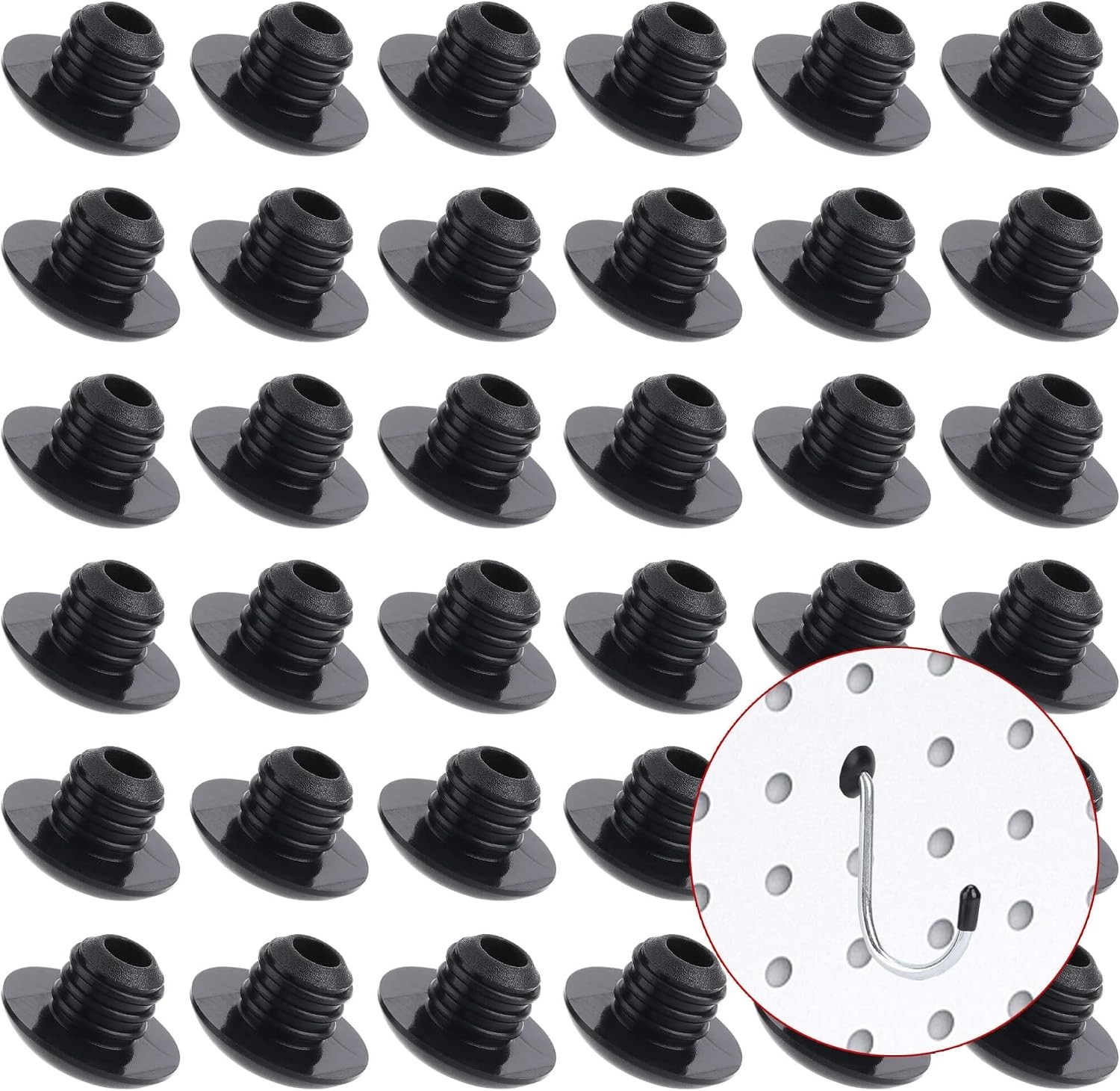 Pegboard Hook Locks, for Stopping Hooks from Falling Off, 60PCS, Black