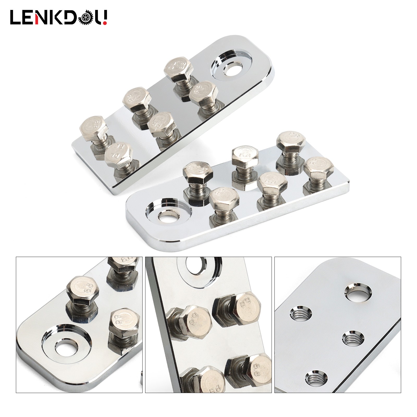 Pair 6 Spot SAE Top Post Flat Lug Style Battery Terminal Distribution Blocks 2PC