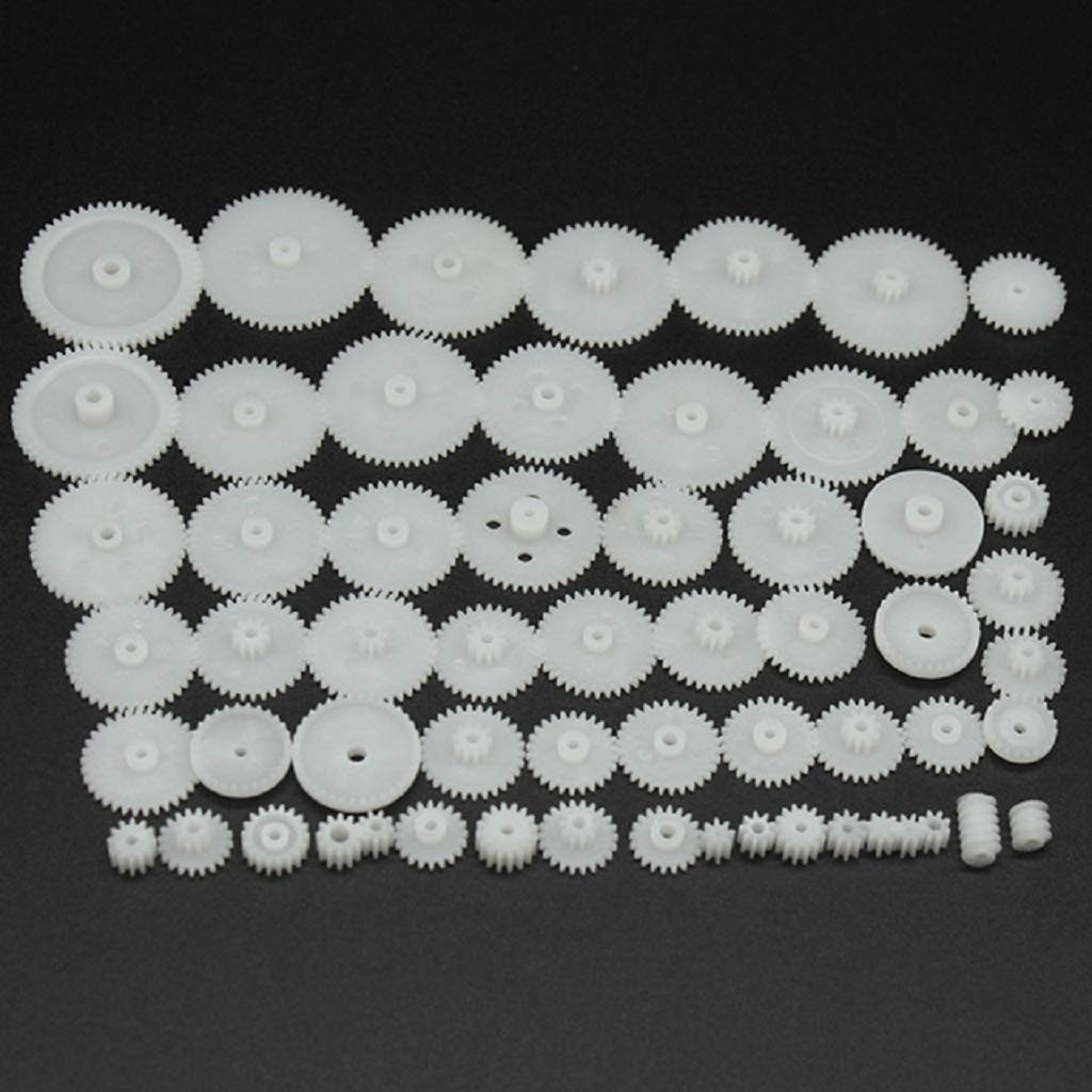 Alextend 58pcs Plastic Gears Module 0.5 for DC Motor DIY Model Small, White
