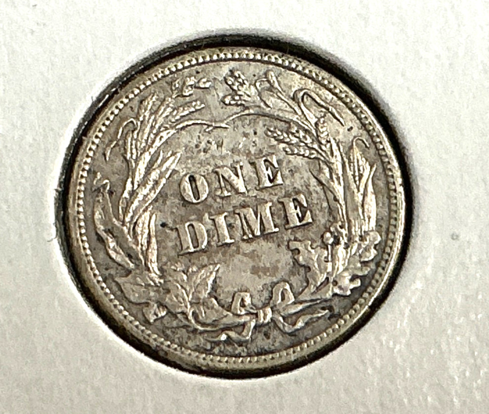 1913 Barber Silver Dime 10C - AU+.