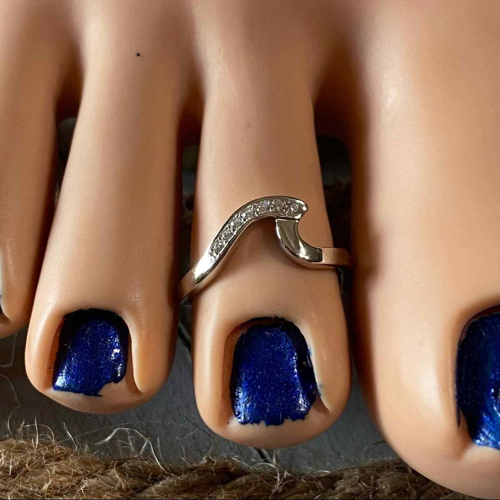 Sterling Silver Wave CZ Toe Ring