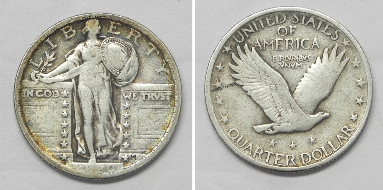 X7205  1920 Standing Liberty Quarter 25c, VF