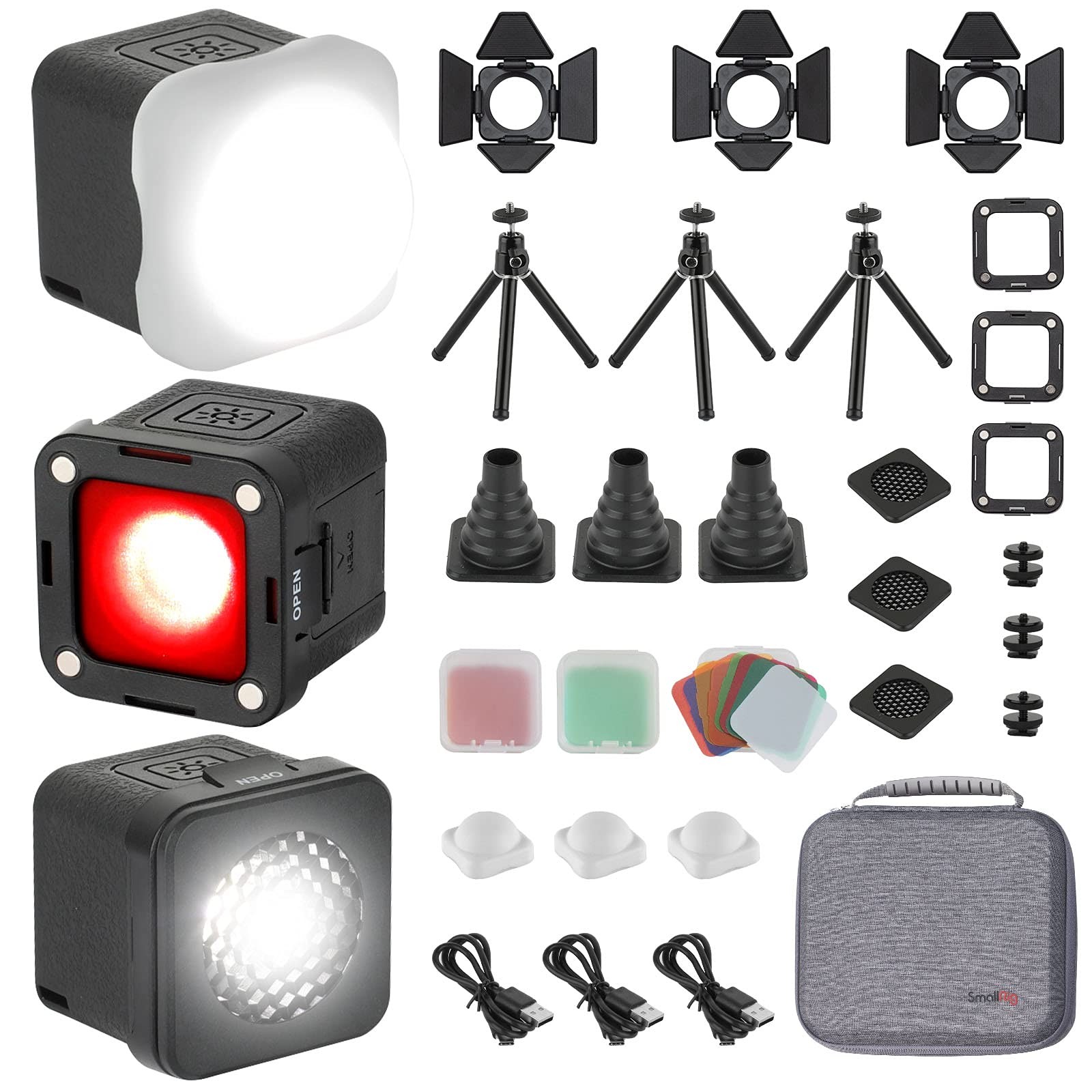 SmallRig RM01 Mini LED Video Light 3 Pack, Watreproof Portable Lighting Kit w...