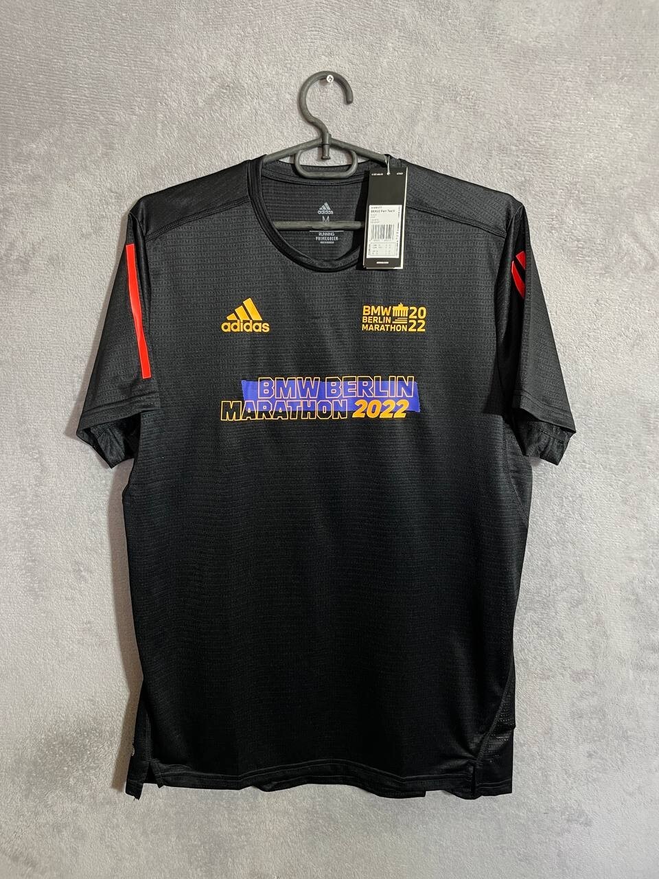 Jersey Running Marahton Shirt Black 2022 Adidas Trikot Polyester Men Size M
