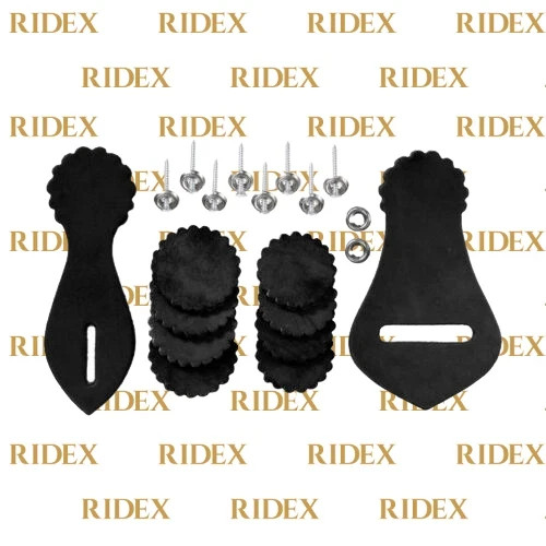 Ridex Western Set of Latigo Holder, Rosettes and Hobbles with Hardware.