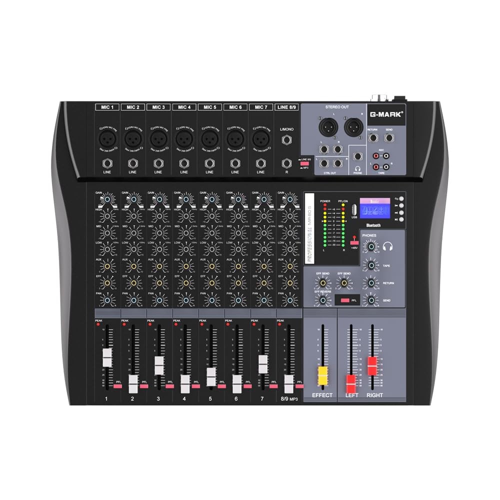 G-MARK MR80S Audio Mixer Interface USB Bluetooth Mixing Console 8 BLACK