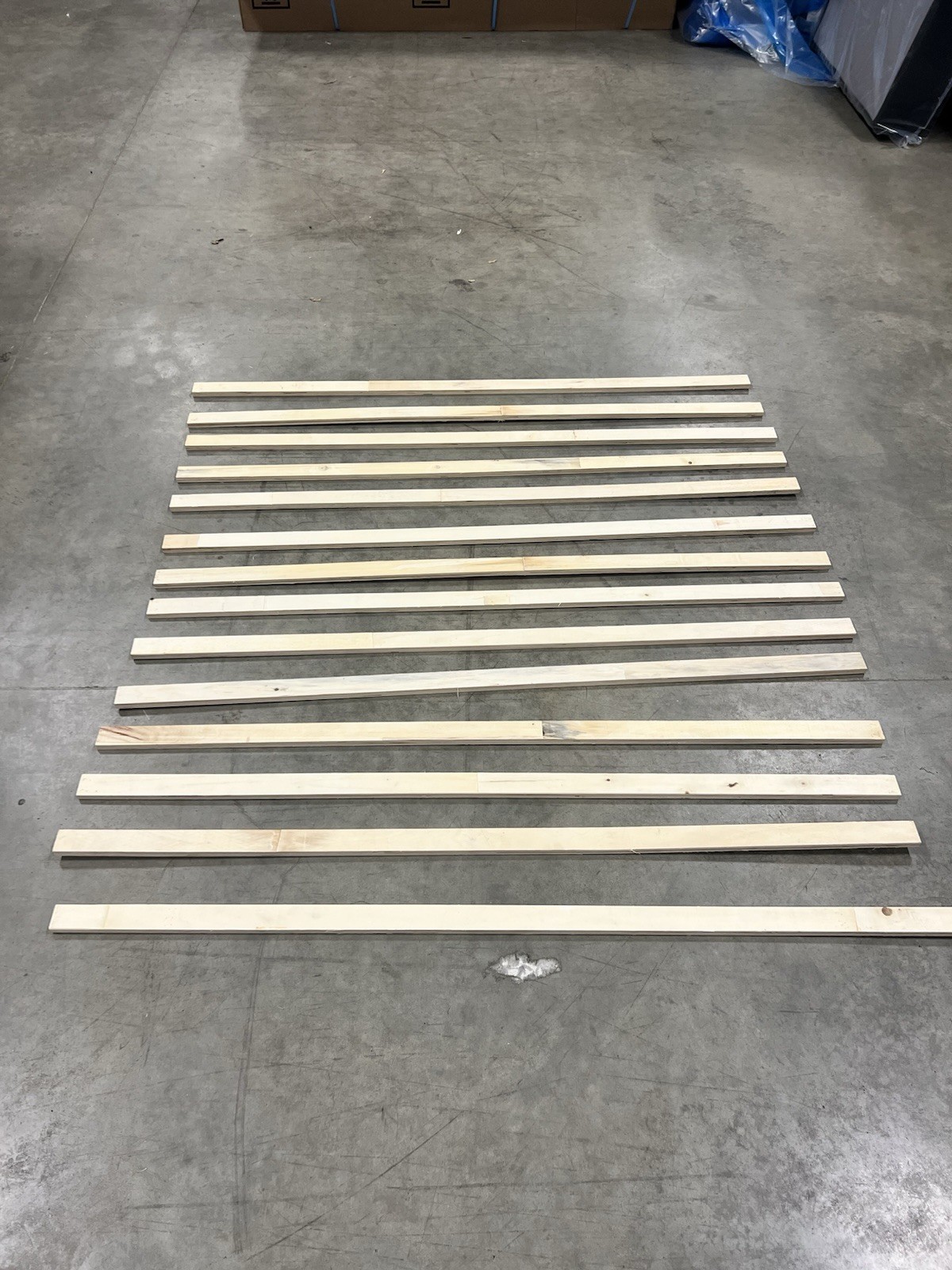 Queen Wood Bed Slats 60.5" long, 1.75" wide boards, .5 in thick, 14 slats total