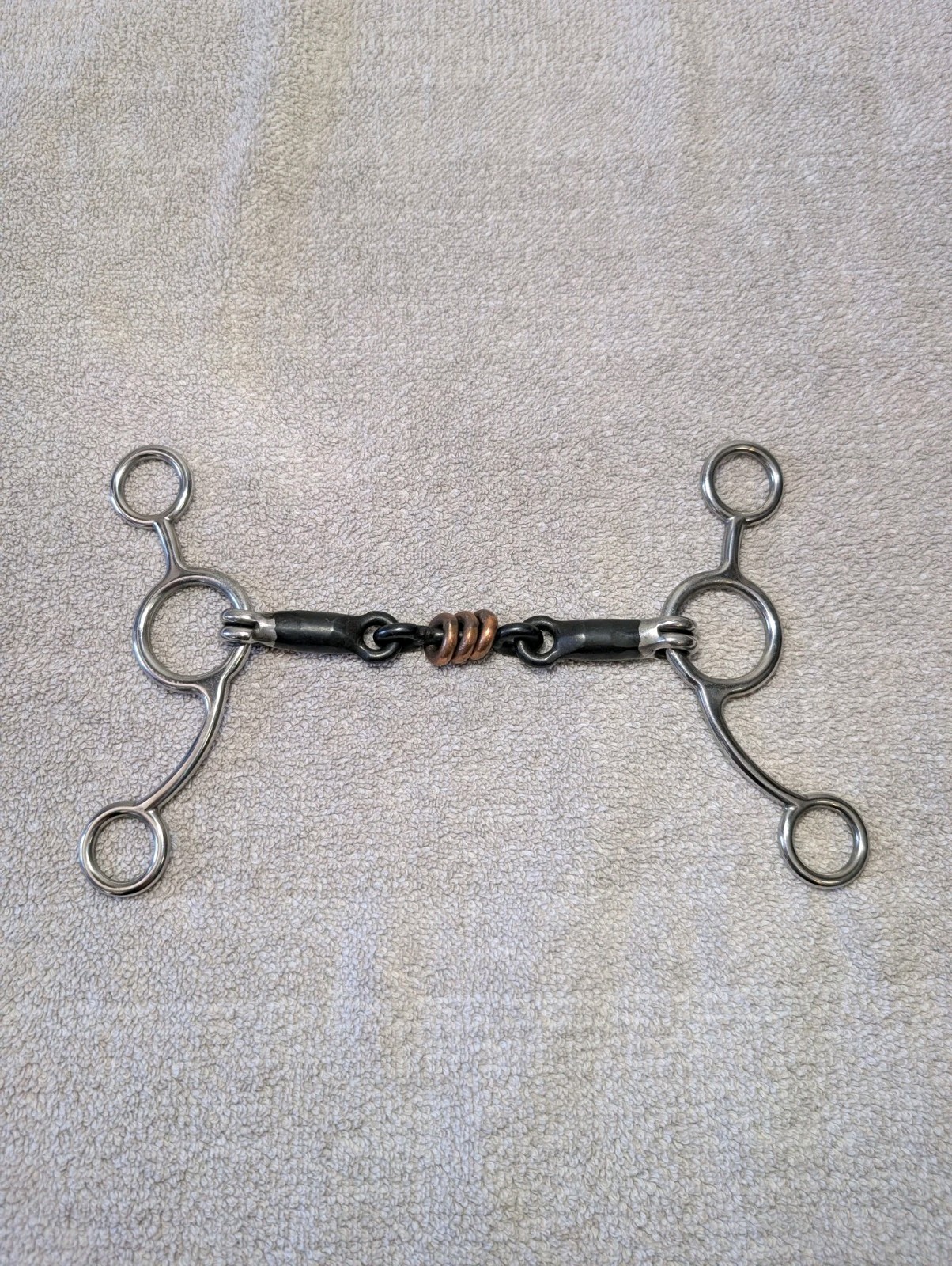 Sweet Iron Tom Thumb Roller Horse Bit Equestrian Tack 3 Piece Snaffle W/ Rollers