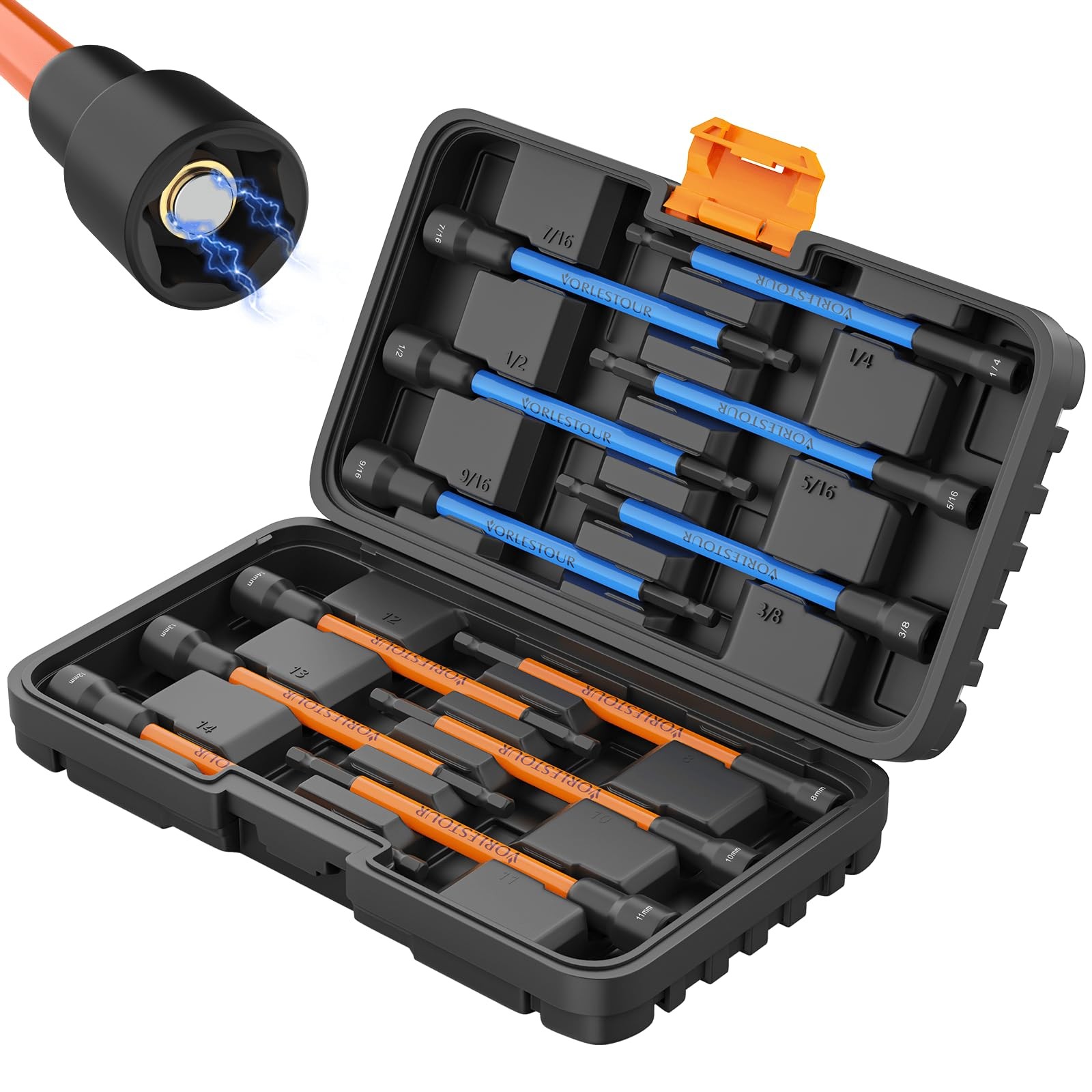 12PCS Nut Driver Set for Impact Drill, Magnetic SAE/Metric 1/4" Hex Shank Nut...