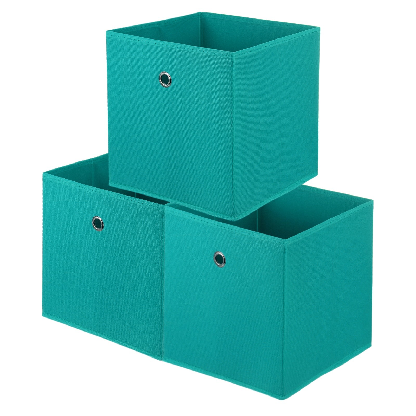 3 Pack Storage Cubes 12 x 12 x 12 Inch Foldable Fabric Storage Bin Peacock Green