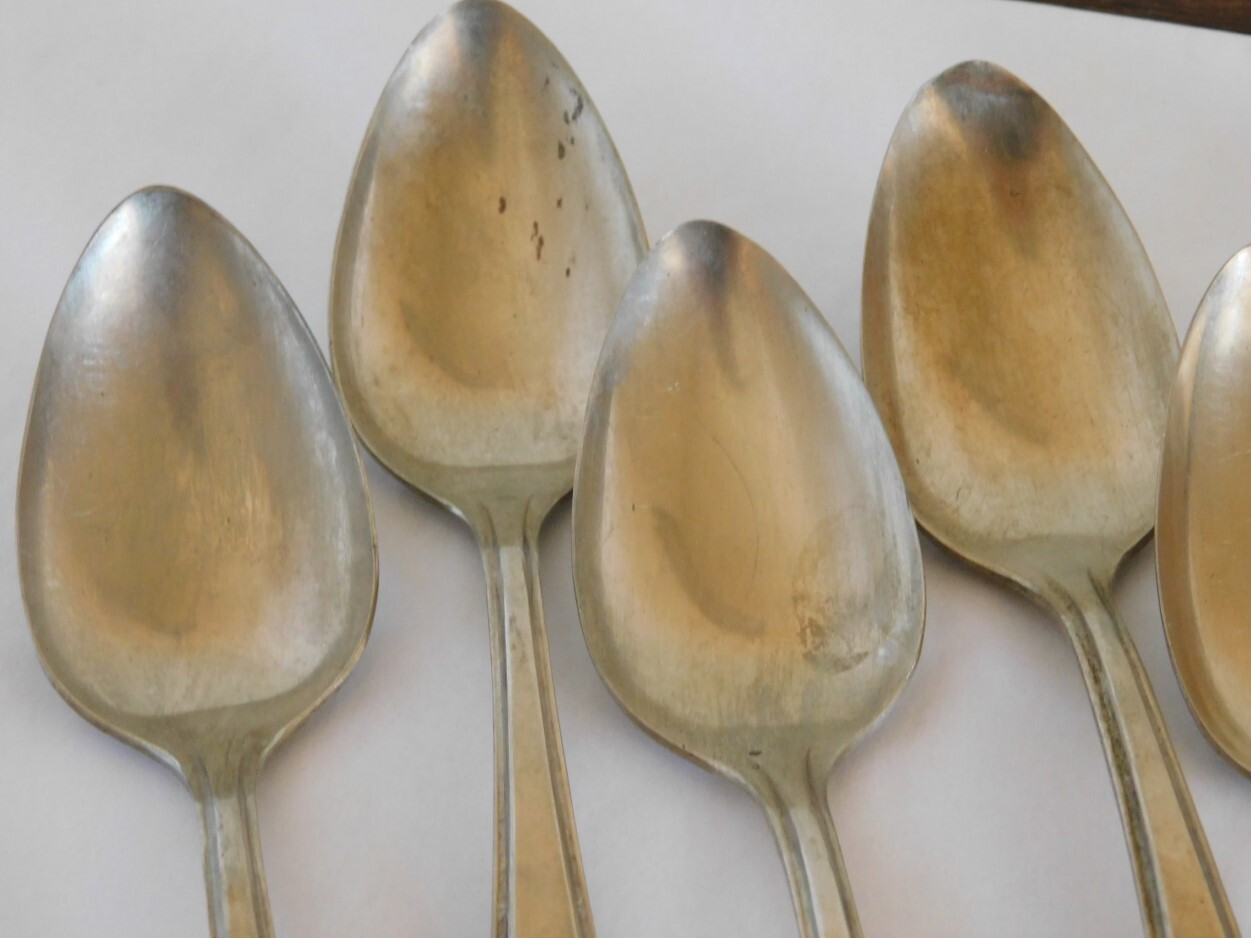 7 Teaspoons - ROGERS NICKEL SILVER - Scroll Leaf Pattern #P73