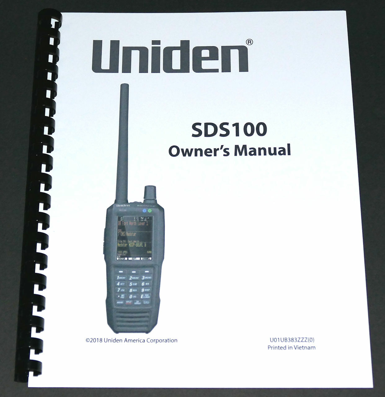 8 1/2 x 11" OWNER'S MANUAL for the UNIDEN SDS100 - 32LB PAPER + 100LB COVERS