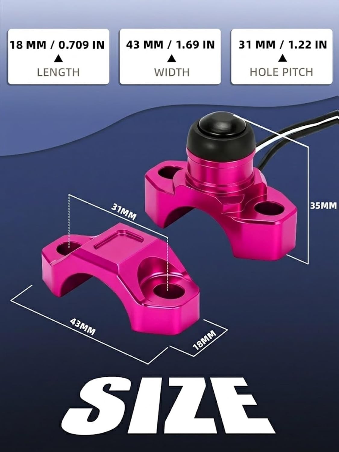 Dirt Bike Engine Stop Start Kill Switch Button CNC with Mounting Backplate Un...