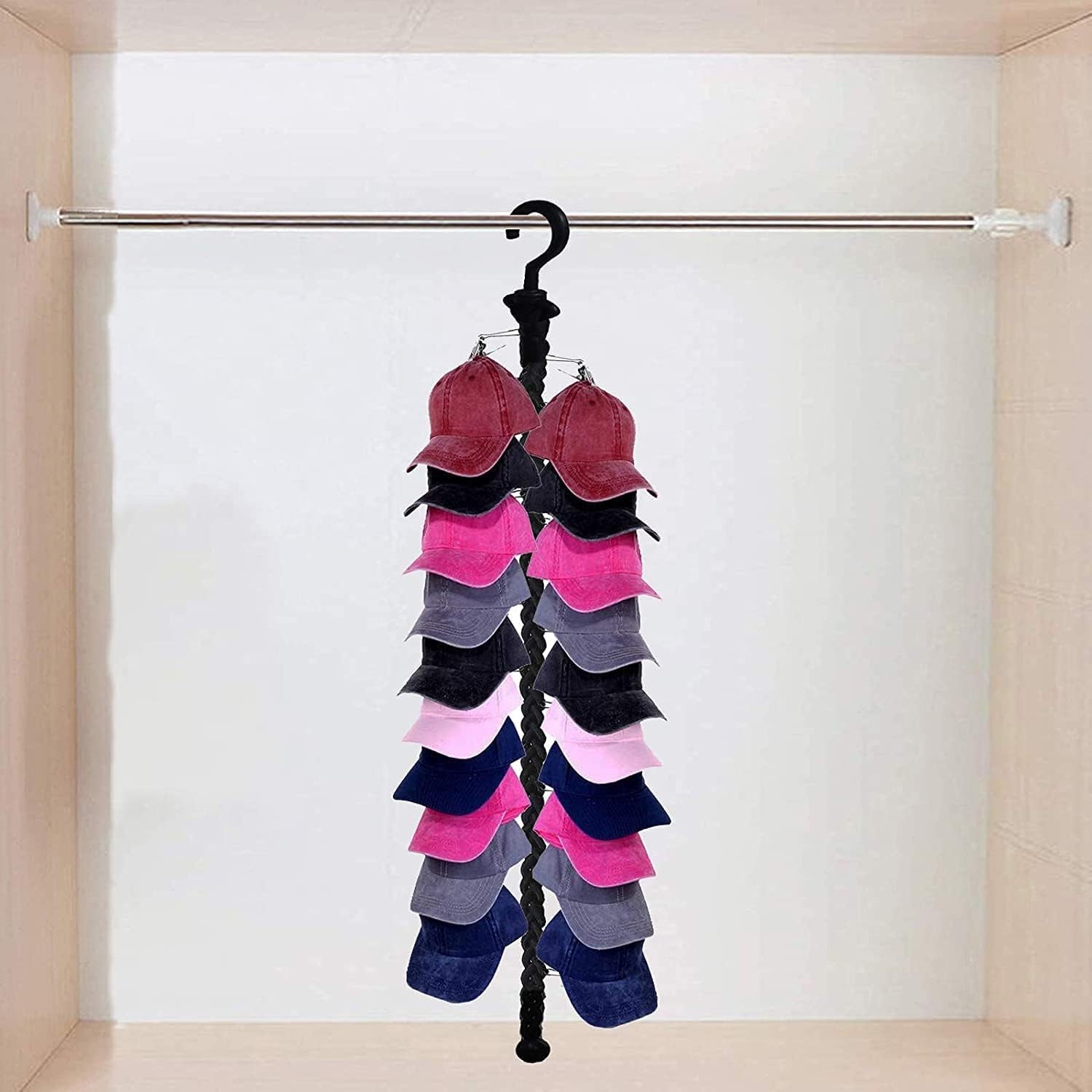 Closet Hanging Cap Keeper Racks Hats Holders Hook Black