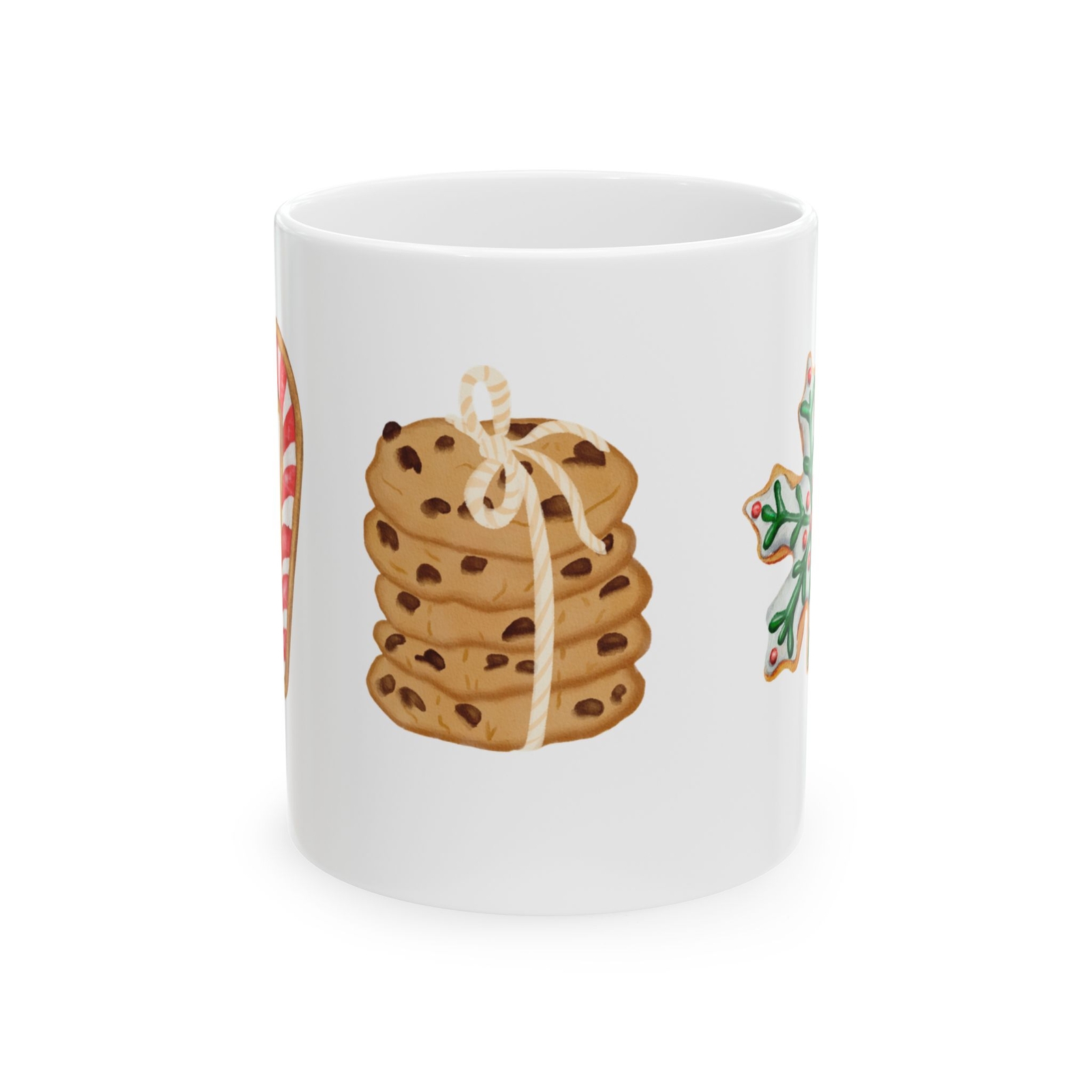 Christmas Morning Ceramic Mug, Christmas Cookie Design, Holiday Drink-ware,