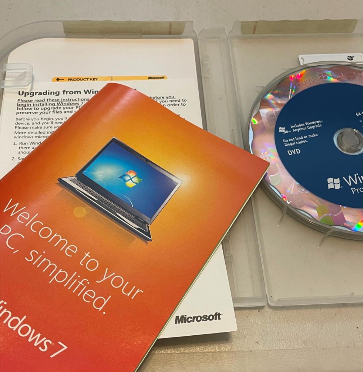 Microsoft Windows 7 Professional Full 32 & 64 bit DVD MS WIN PRO Open Box