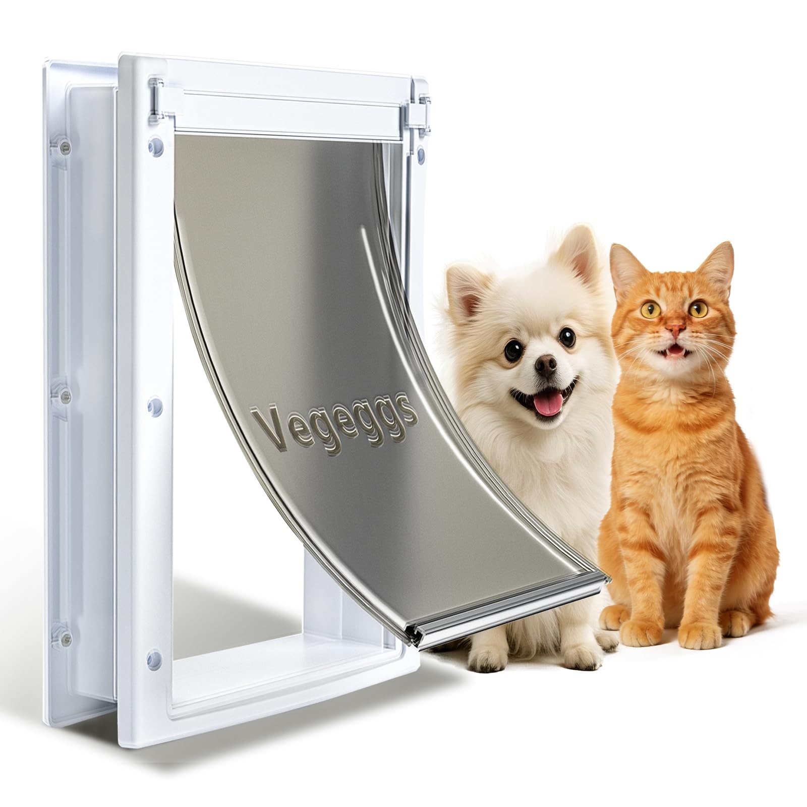 Pet Door Dog Door Easy Install Wood, PVC Doors, Walls,Cat Door Free Movement (S)