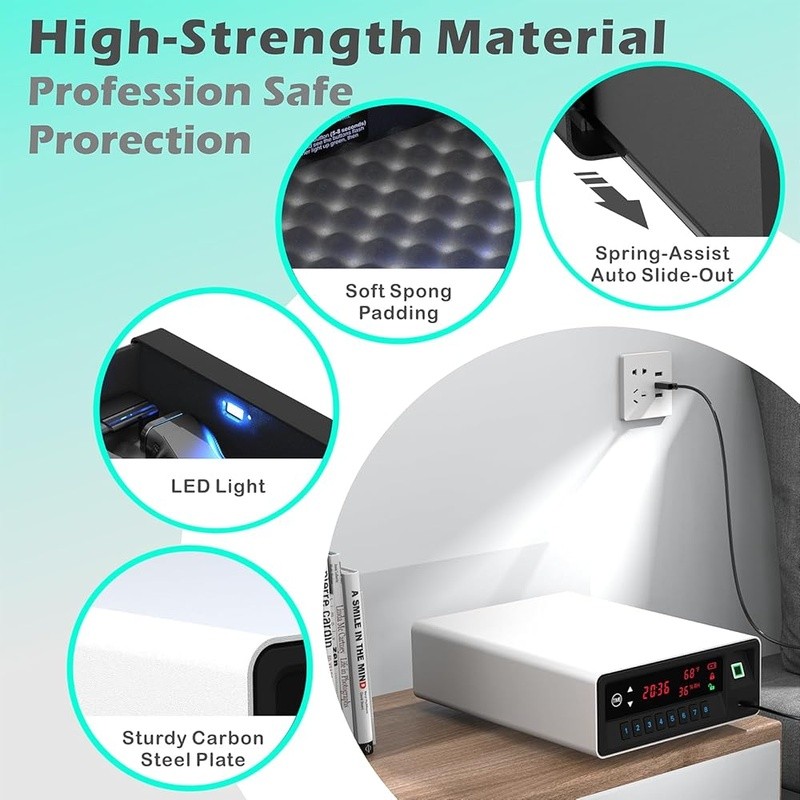 Biometric Gun Safe LCD Display Pistol Storage Keypad Security Under Counter New