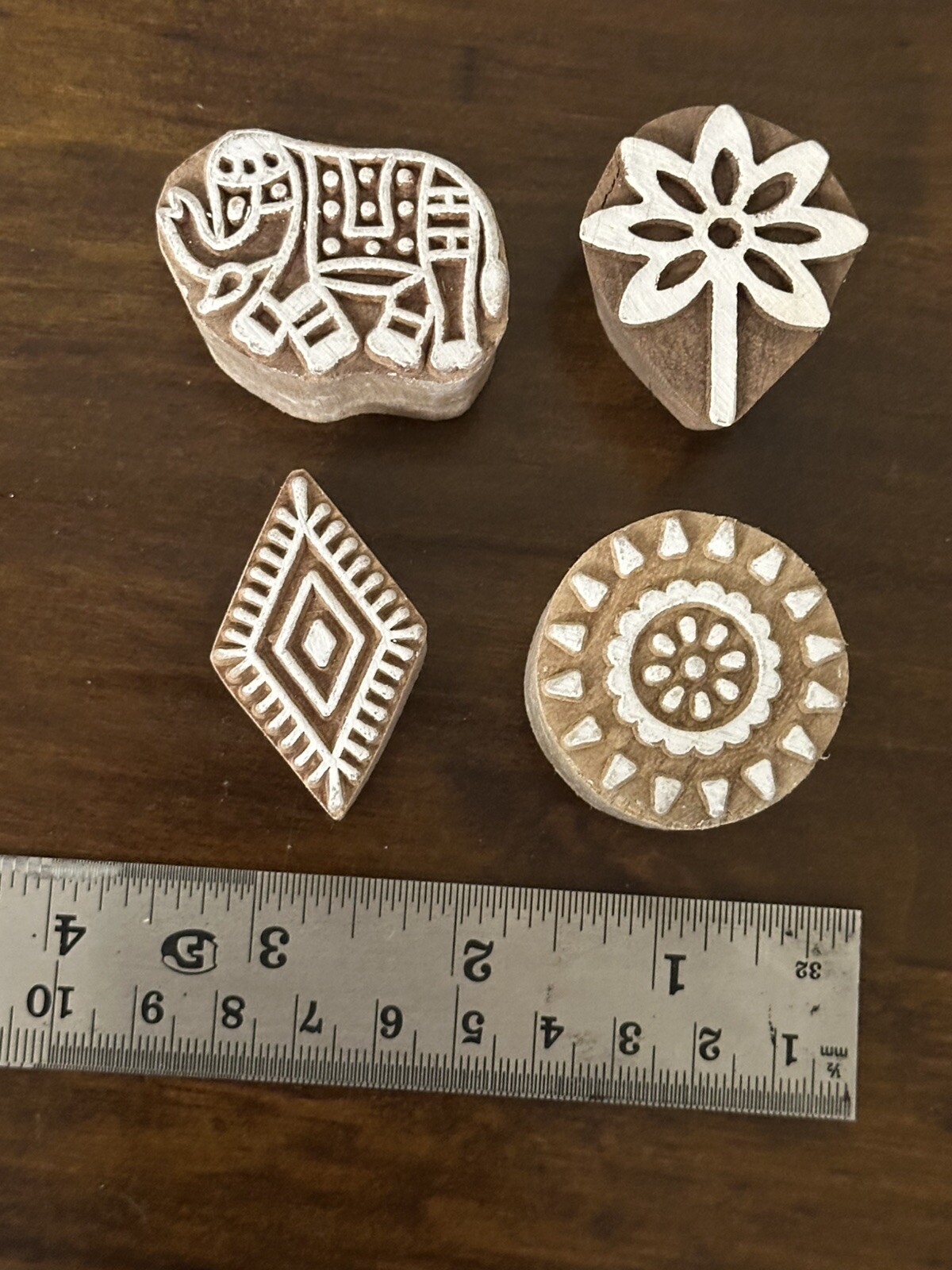 Set of 4 Variety Shapes Design Small Printing Block Wooden Stamp New WBSS5