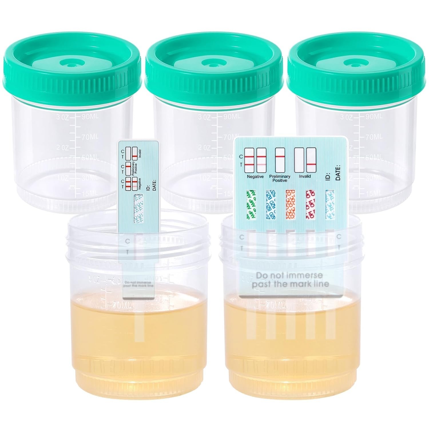 Vasos para pruebas de muestras con tapas atornilladas, recolección de orina a pr