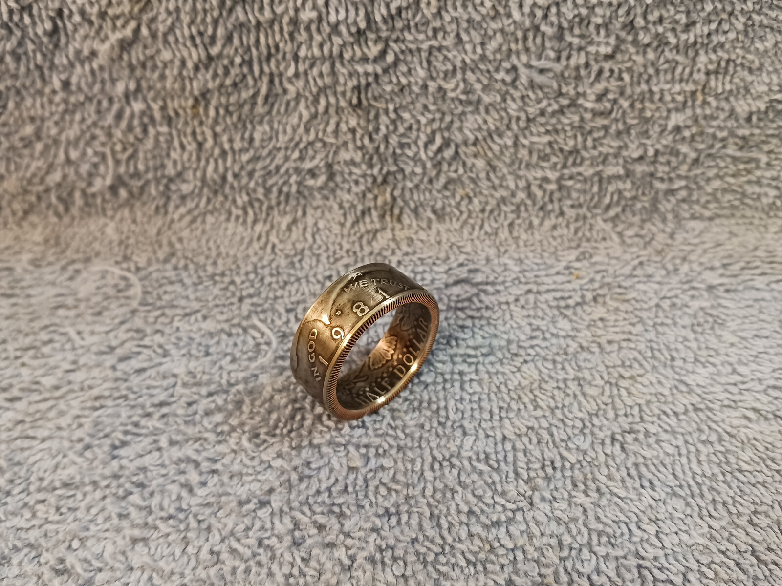 1981 Kennedy Half Dollars  size 11 -1/2 coin ring  Handmade mixed metals (A)