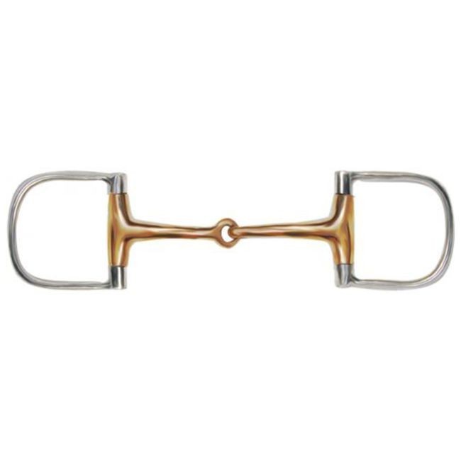 D-RING SNAFFLE BIT Stainless Steel 3" D Cheek 5" Copper Broken Mouth Piece