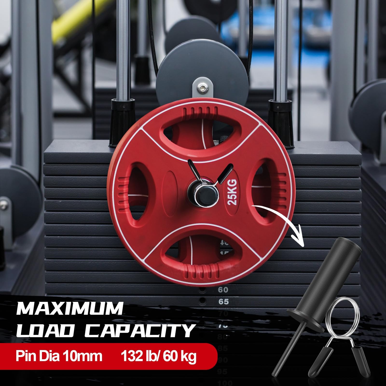 2 Pcs Weight Stack Pin Extender Gym Pin with Spring Clip Collar for 2 Inch We...