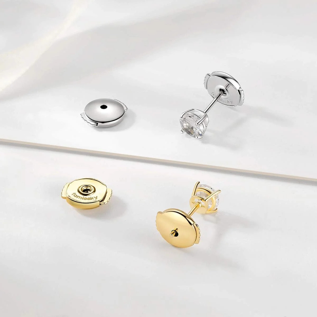 Fomissky-Sisa Locking Earring Backs for Studs, 2 Pairs Secure Spring Earing Back