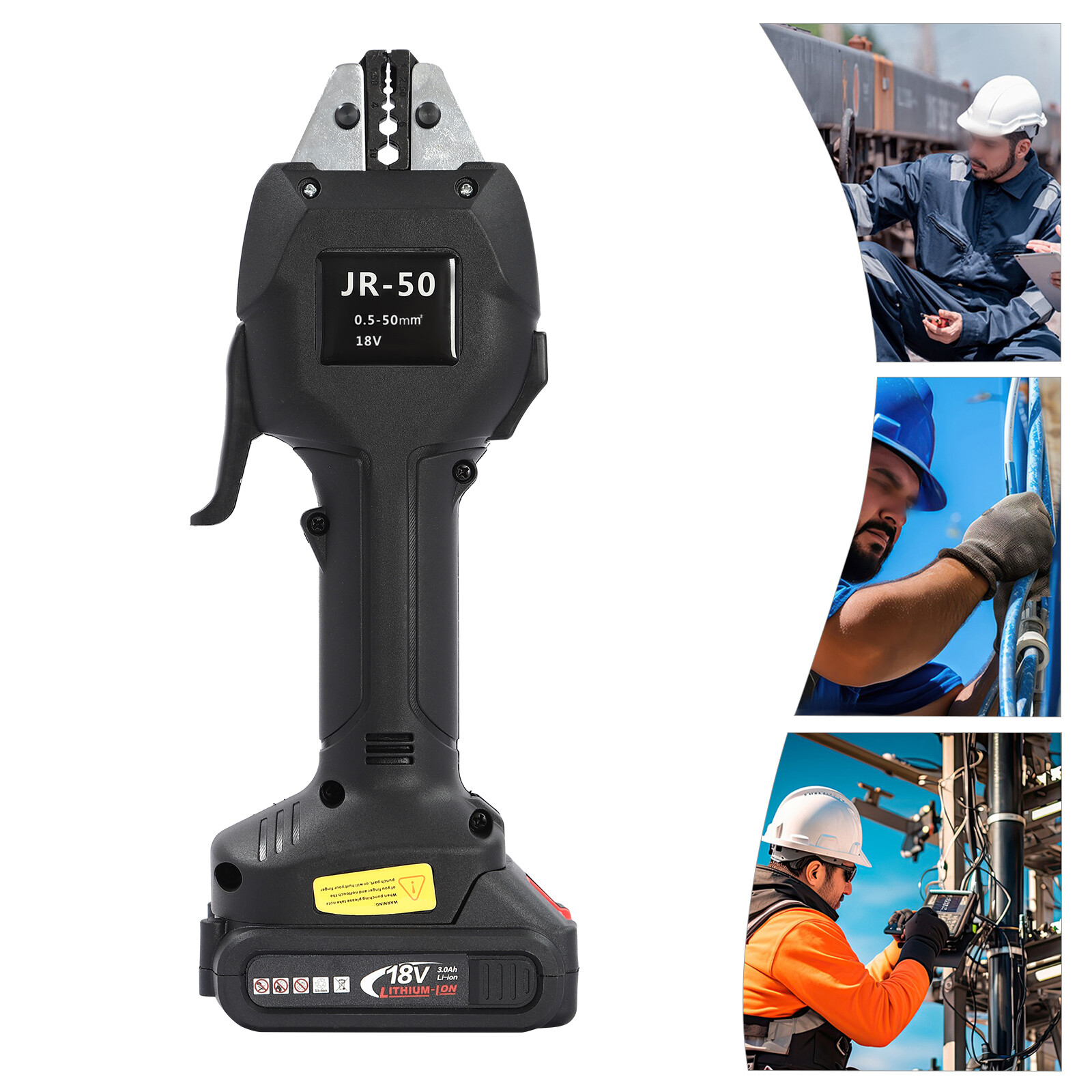 Electric Crimping Pliers Terminal Crimping Tool Rechargeable DC 18V/2Ah Black