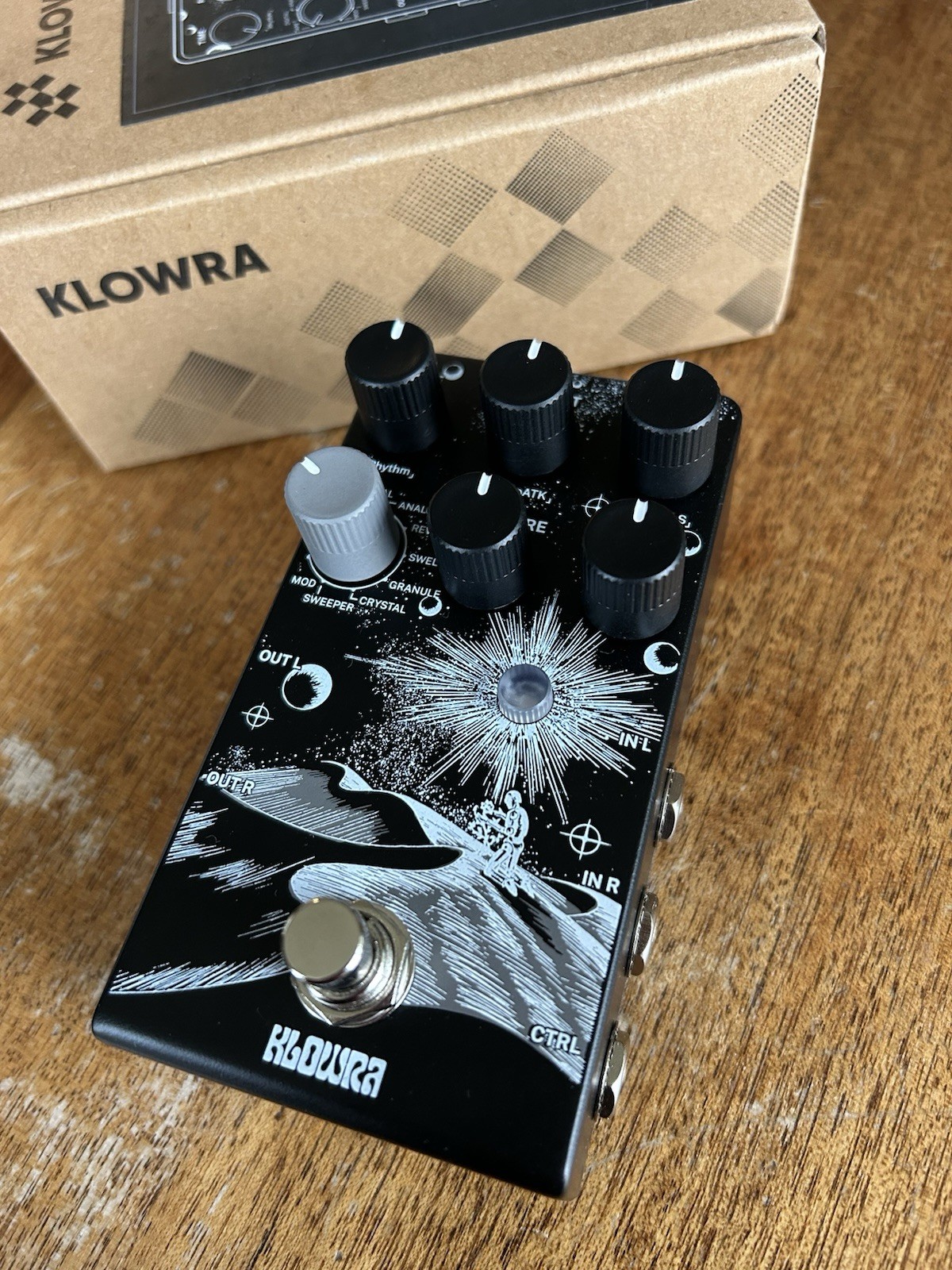 Klowra Everlast Stereo Delay Pedal For Guitar/Synth Multiple Algorithms Black