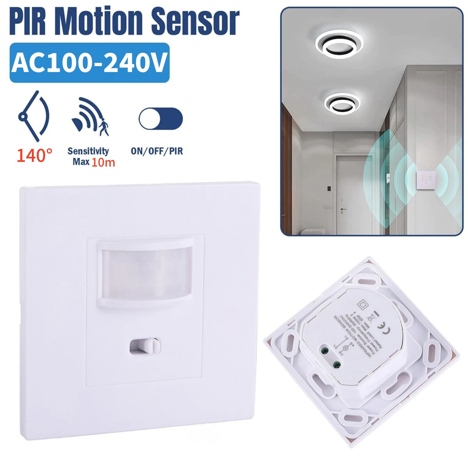 AC100-240V Infrared Sensor Switch Adjustable Delay Time for Lighting Control