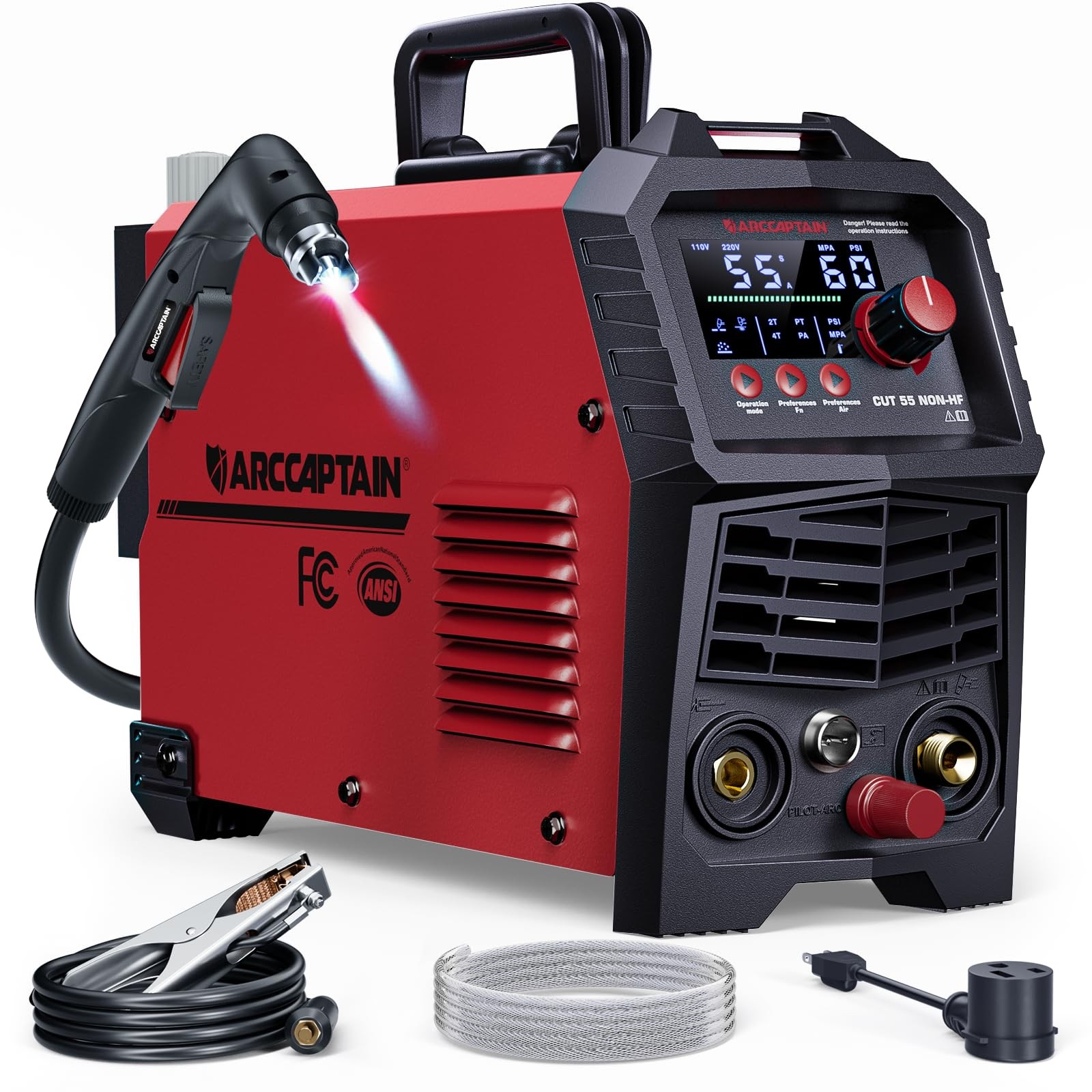 ARCCAPTAIN 55A Non-HF Pilot Arc Plasma Cutter 110/220V Dual Voltage IGBT Inverte