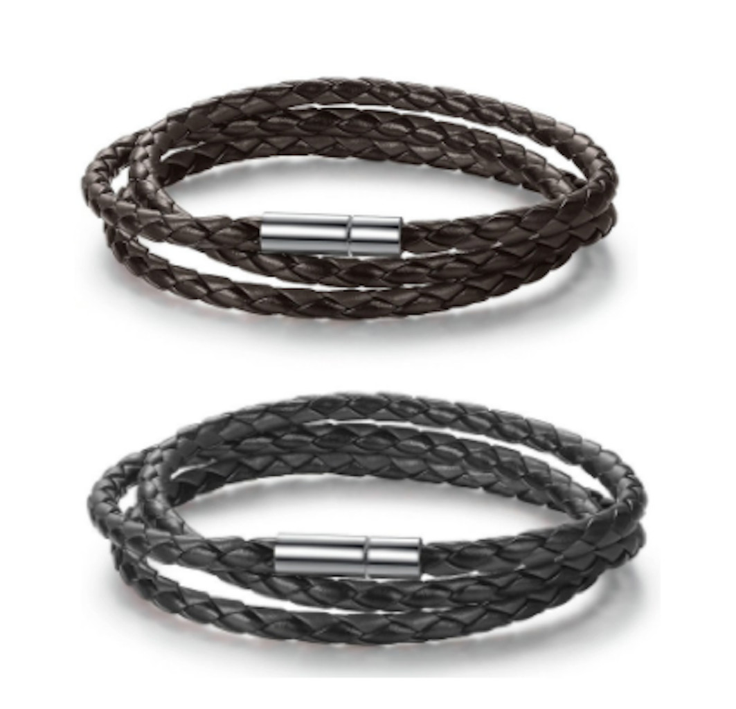 4 PACK OF Handmade Braided Leather Wrap Bracelets BROWN BLACK mens womens unisex