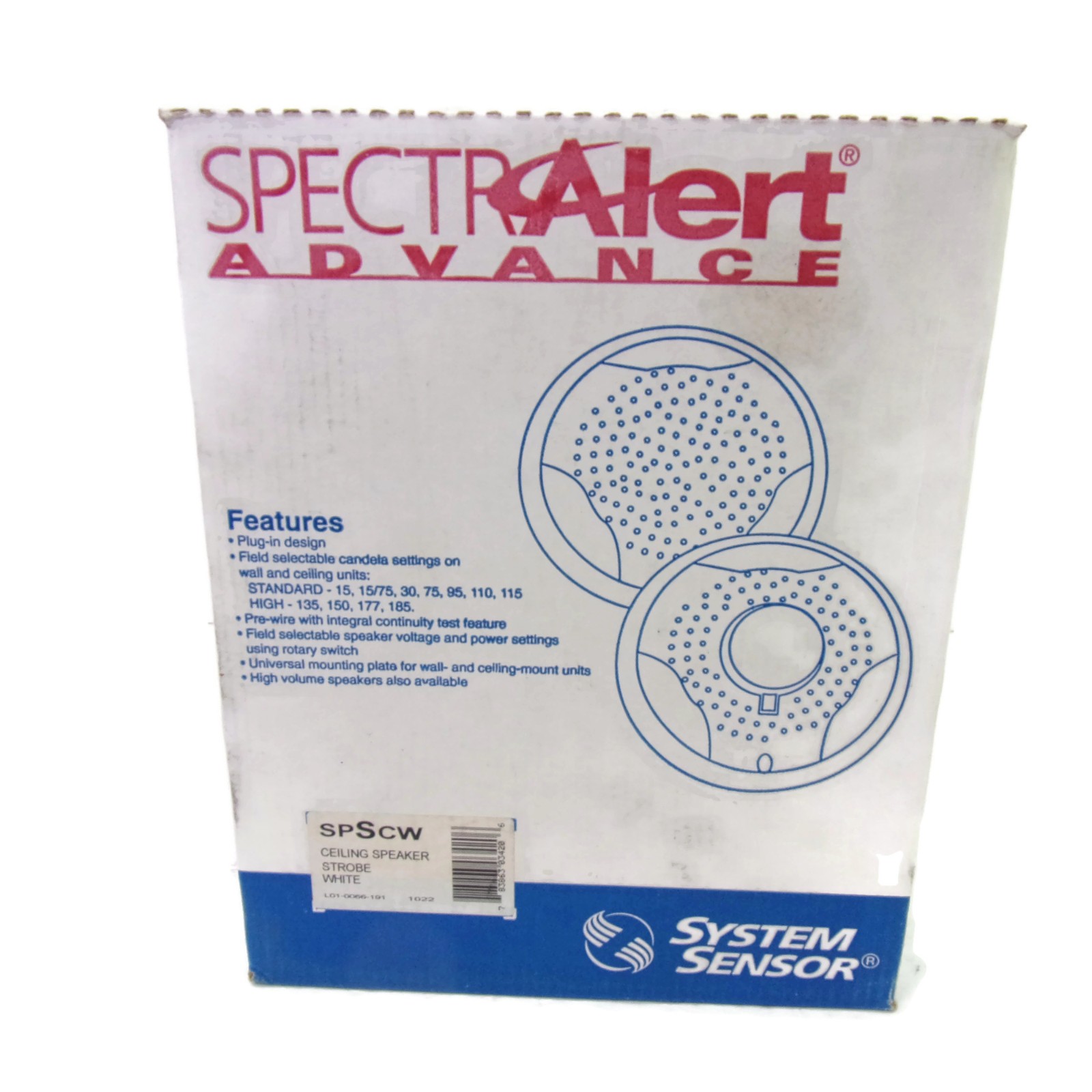 System Sensor SPSCW SpectraAlert Advance Ceiling Speaker Strobe White ~ NIB ~