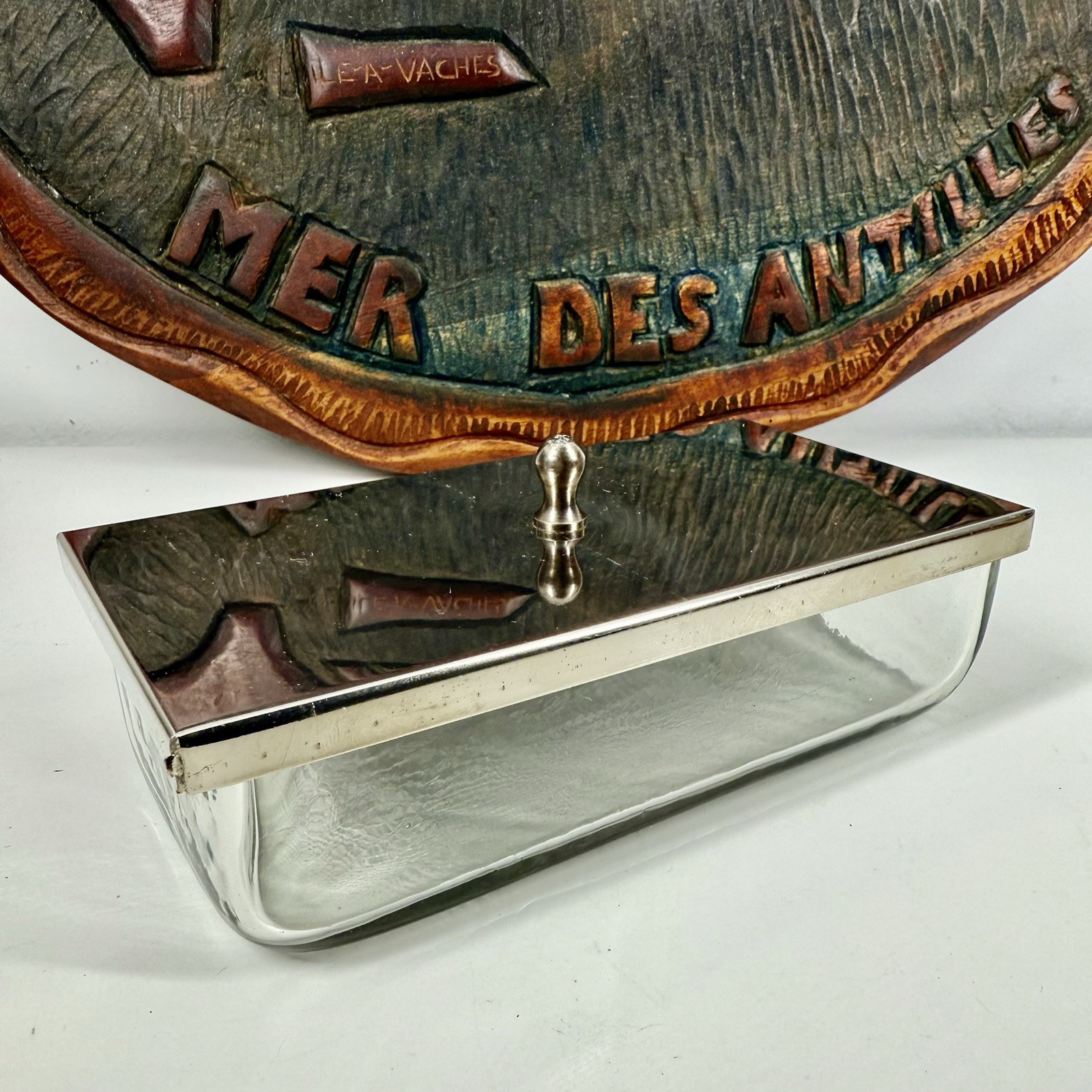 CZECH Medical Glass STERILIZER TRAY w/Steel Lid 1920s VTG SCIENCE Lab Equipment