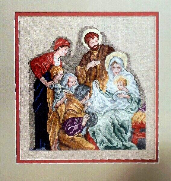 Cross Stitch Pattern SILENT NIGHT Nativity Theme Mary Joseph Jesus  Vintage