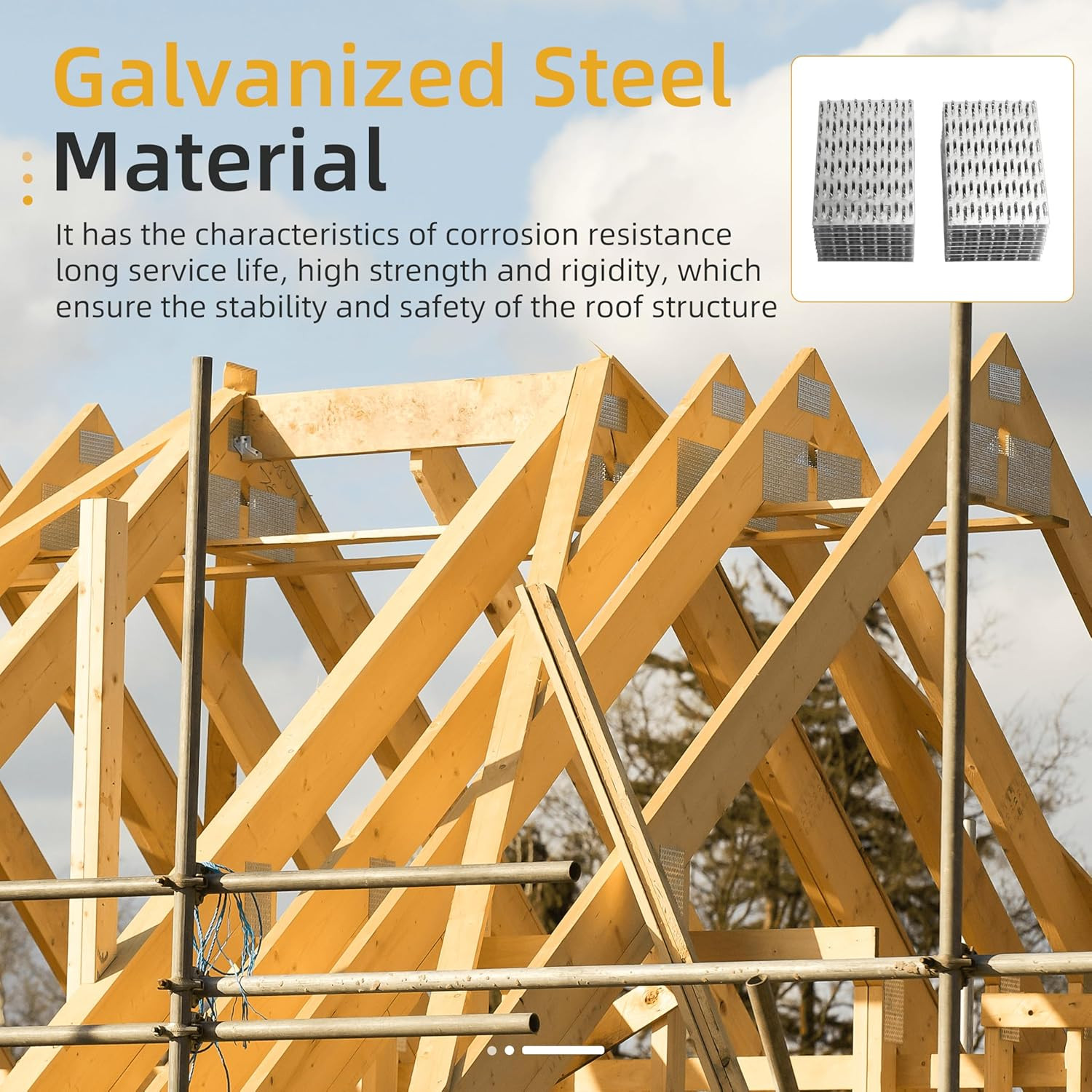 20-Pack 6"x4" Truss Mending Plate Nail Teeth Galvanized Steel Wood Connector 1mm