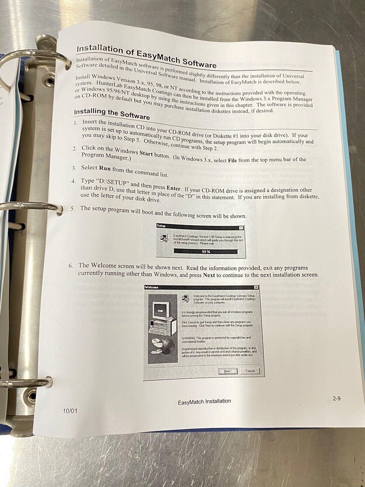 HunterLab EasyMatch Universal Software - Users Guide / Instruction Book / Manual