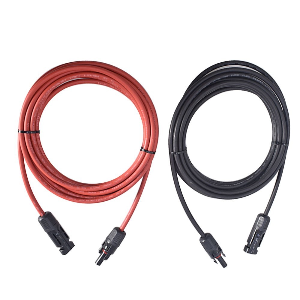 1 Pair Durable 12AWG 15FT Black+Red Solar Panel Extension Cable Wire Connector